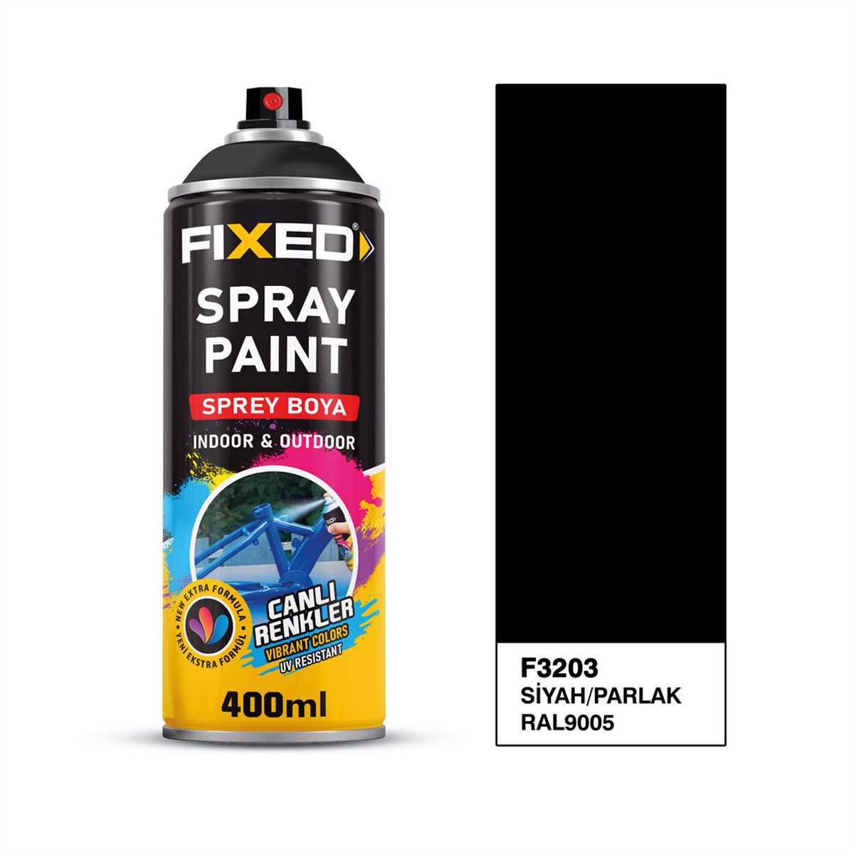 SPREY BOYA AKRİLİK - SİYAH/PARLAK (RAL9005) 320 GR 400 ML